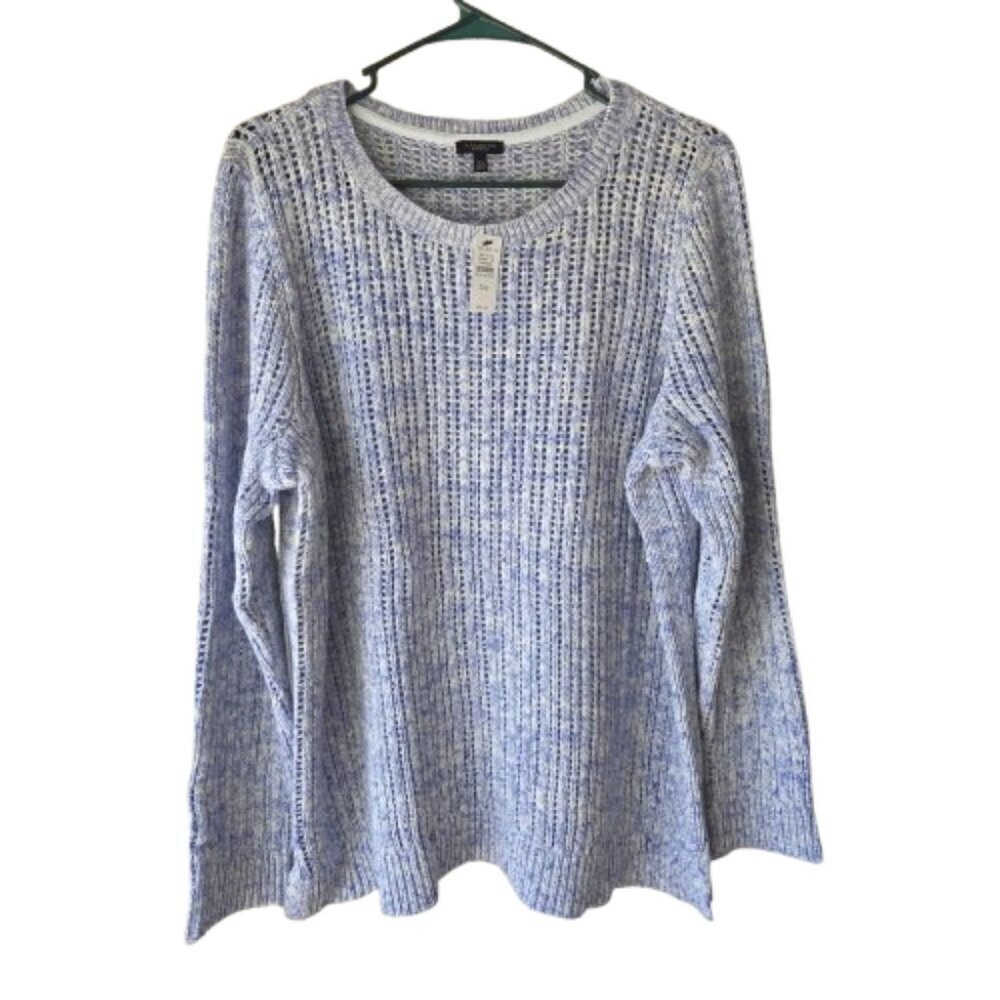 Talbots Cotton Light Blue Knit Sweater XXL 2XP Marled Knit Size NWT 100% Cotton - Picture 2 of 6